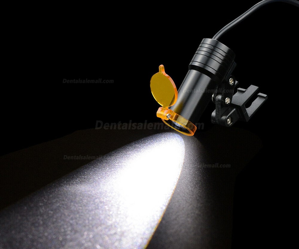 Clip-on Dental Metal 5W LED Head Light + Filter & Belt Clip for Loupe