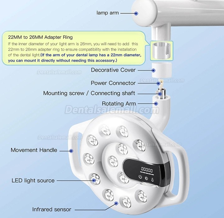 Bonin T12C Dental Chair Light 12 LED Oral Lamp for Dental Chair Bonin T12C Dental Chair Light 12 LED Oral Lamp for Dental Chair