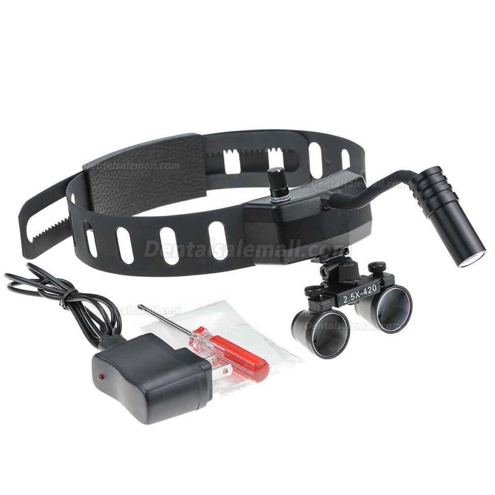 5W Dental Medical LED Headlight High Intensity + 2.5X Binocular Loupes Magnifier