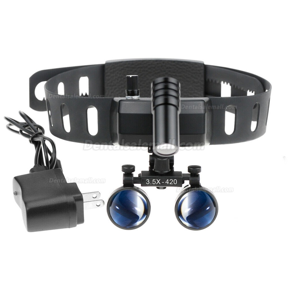 3.5X420mm Dental Binocular Magnifying Loupes with 5W LED Headlight Lamp