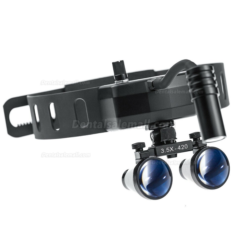 3.5X420mm Dental Binocular Magnifying Loupes with 5W LED Headlight Lamp