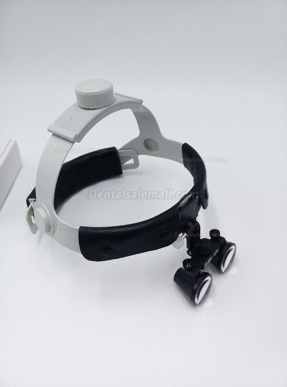 Dental Surgical Binocular 2.5X420mm Leather Headband Loupe with LED Headlight