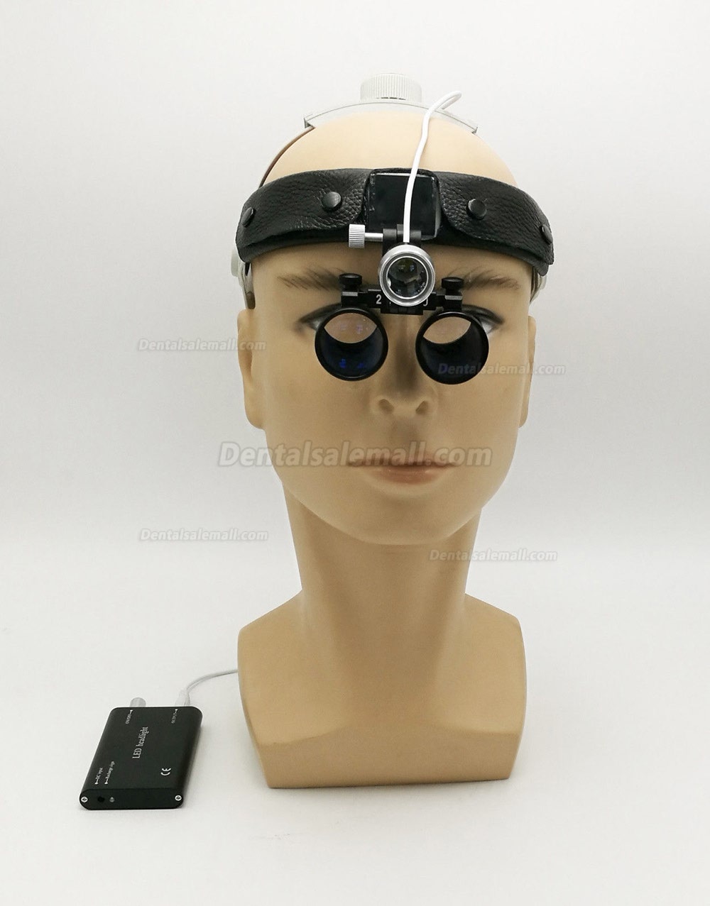 Dental Surgical Binocular 2.5X420mm Leather Headband Loupe with LED Headlight