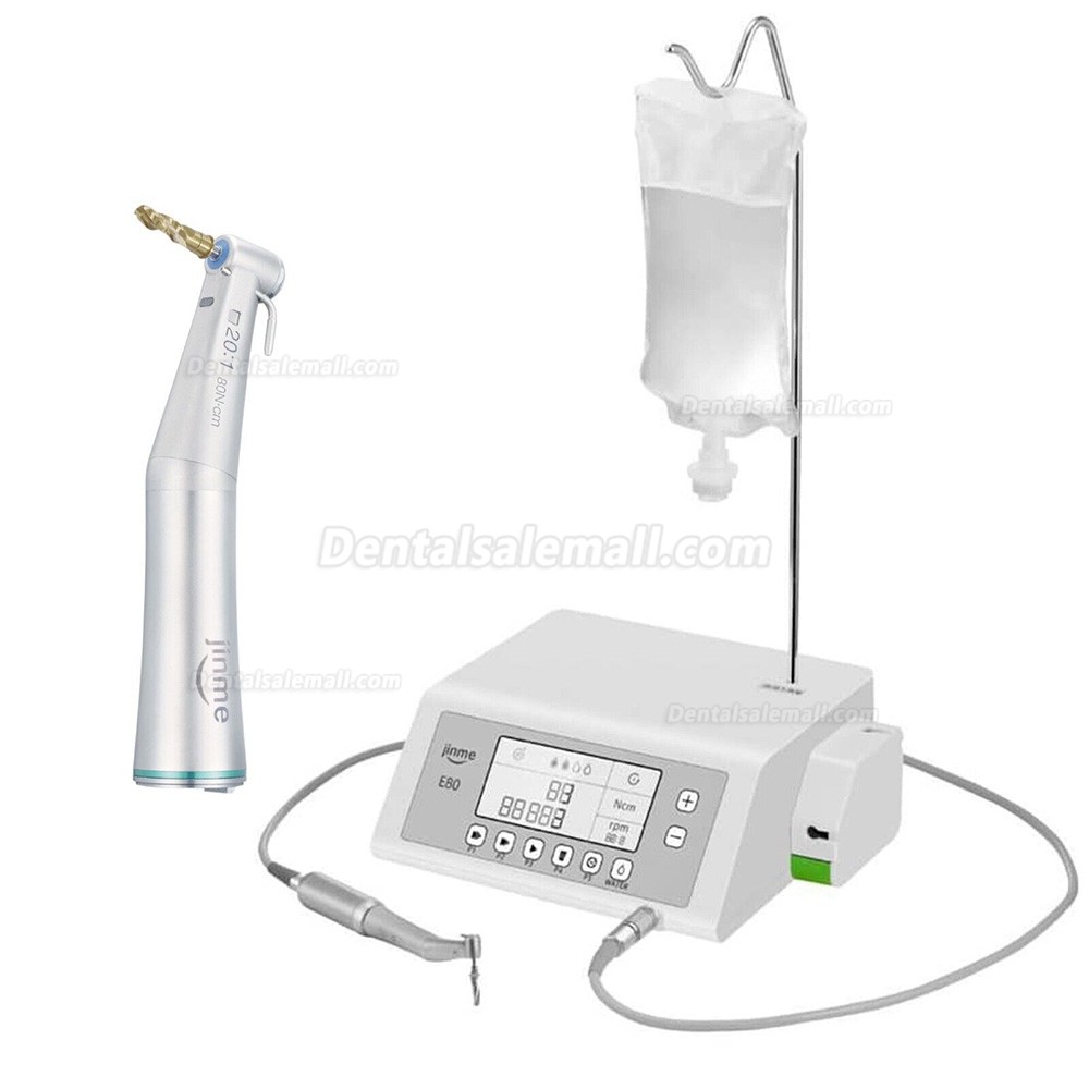 JINME E80 Brushless Dental Implant Motor System with LED 20:1 Contra Angle Surgical Handpiece