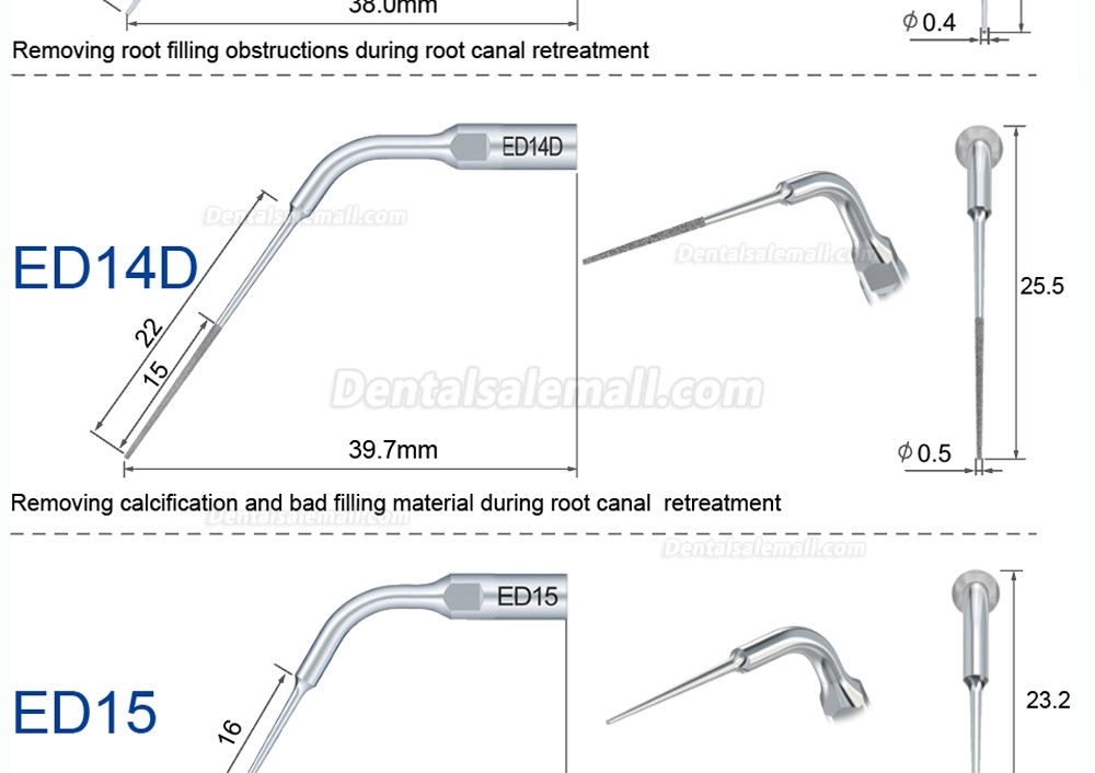 Refine Ultrasonic Scaler Tips ED1 ED2 ED3 ED4 ED5 ED6 ED7 ED8 ED9 ED10 ED11 ED14 ED15 Fit SATELEC NSK DTE