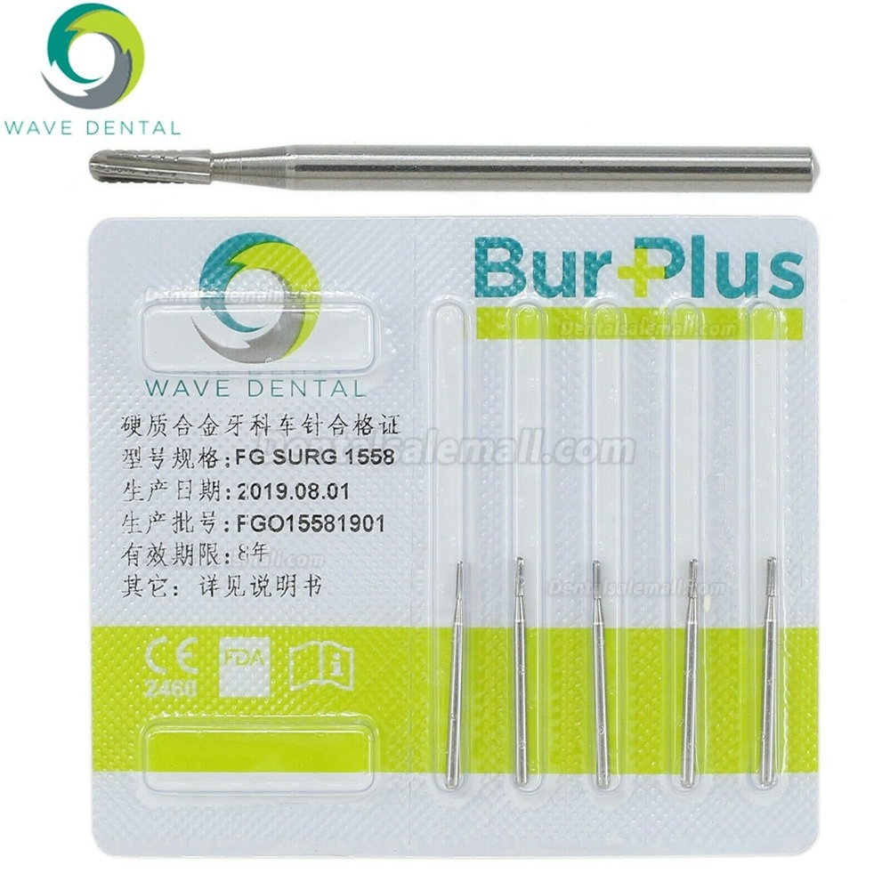 5 Packs Wave Dental Carbide Surgical Bur High Speed Handpiece FG SURG 1557 1558 Prima