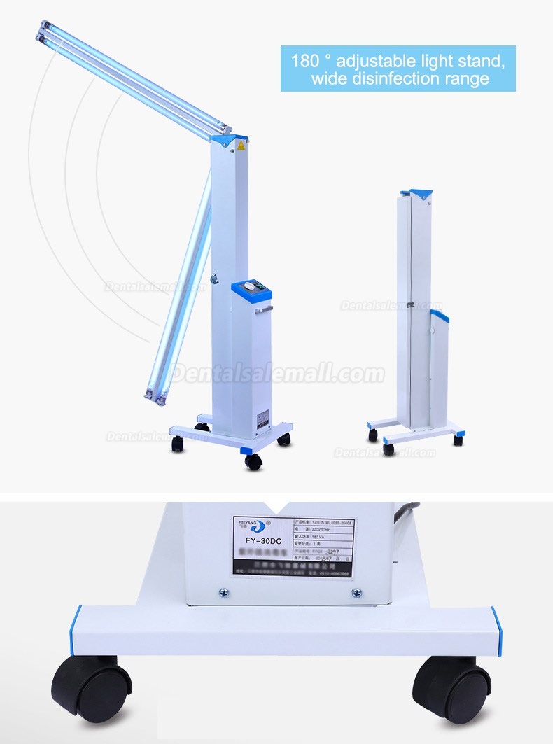 FY® 30DC Mobile Portable Medical UV Disinfection Ultraviolet Lamp Sterilizer Trolley Philips UV Lamps Tube 30W×2
