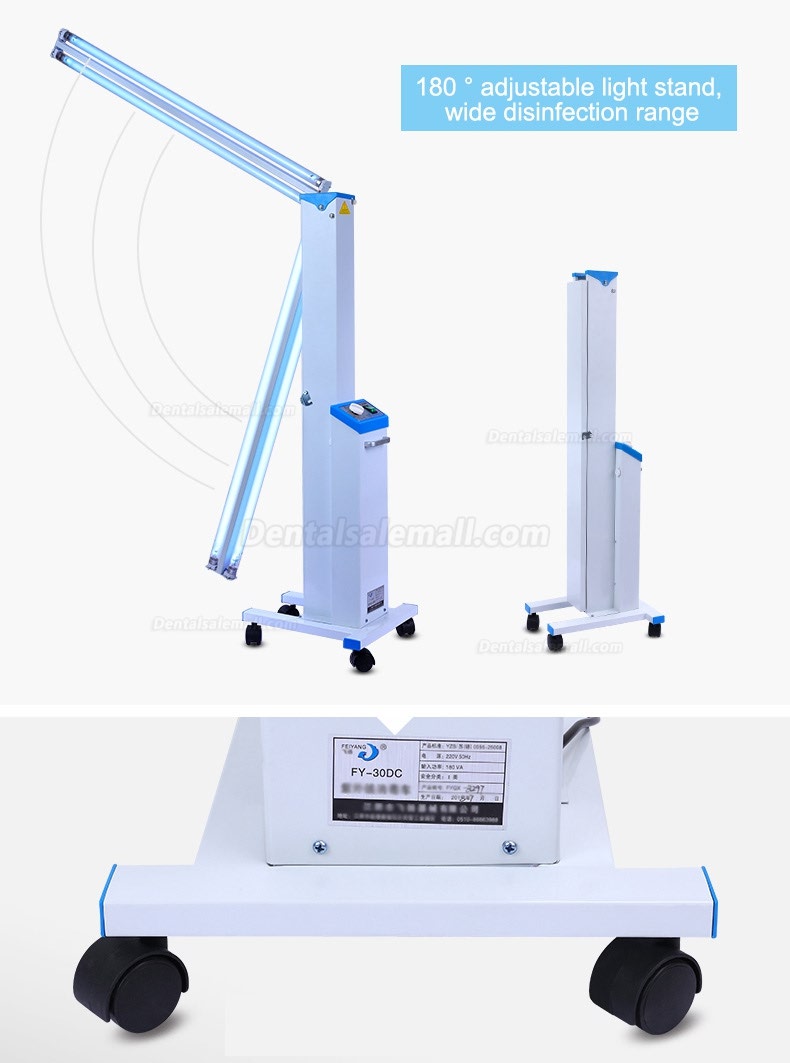 FY® 30DC Mobile UV+Ozone Disinfection Car Ultraviolet Lamp Sterilizer Trolley Cart Unit Hospital