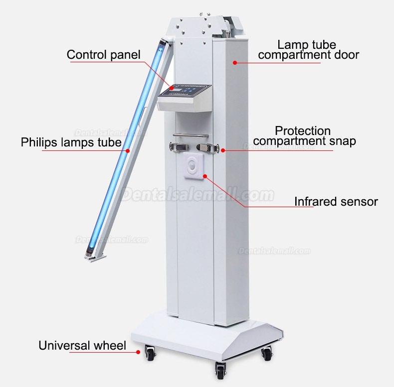 FY® 30FSI Mobile UV+Ozone Disinfection Cart Lamp Ultraviolet Sterilizer Trolley Unit With Infrared Sensor