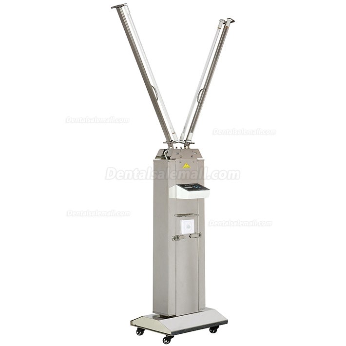 FY UV+Ozone Disinfection Lamp Stainless Steel Trolley Cart Unit w/ Infrared Sensor Hospital Factory 120W-220W