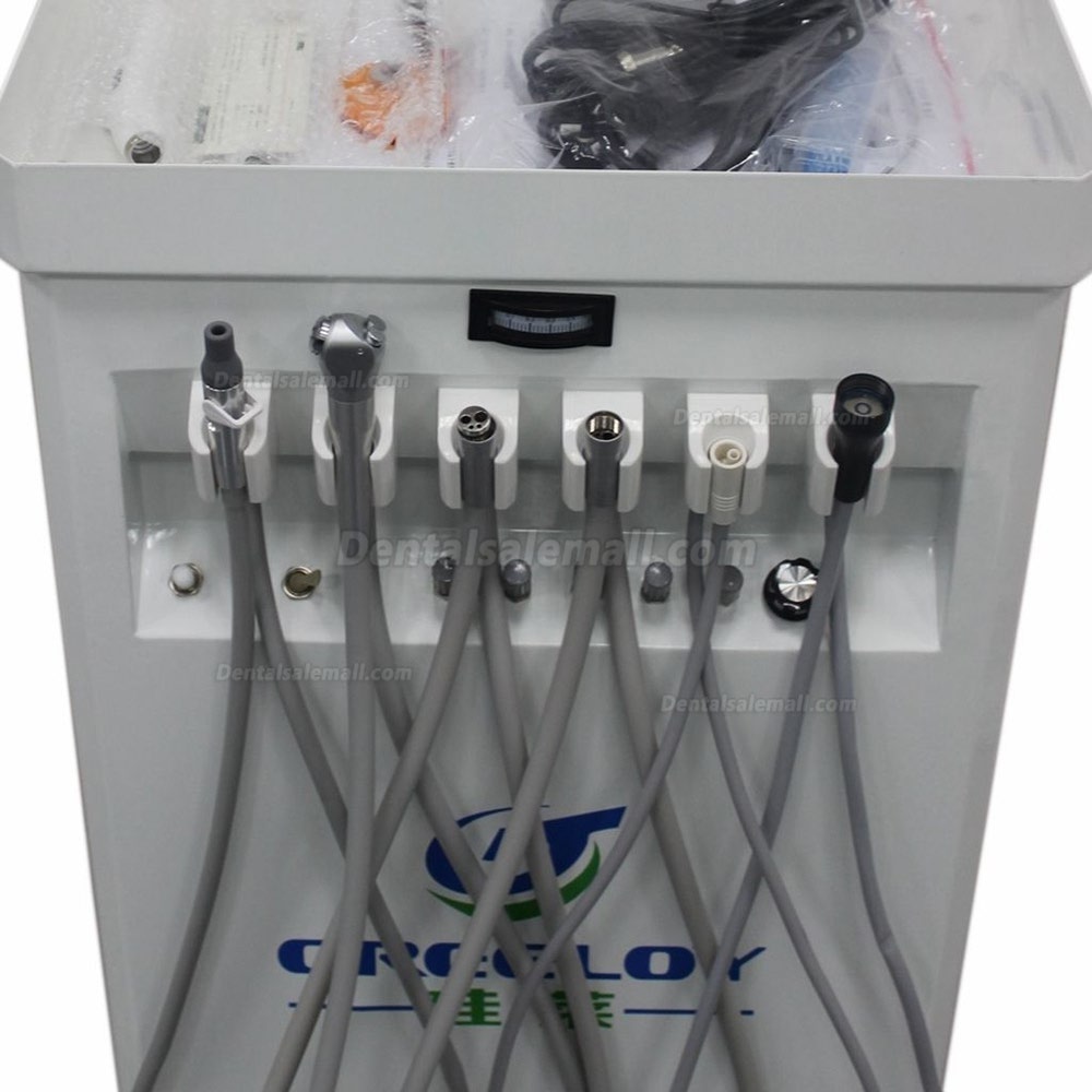 GREELOY GU-P209 Dental Delivery Unit Mobile Cart Self-contained Air Compressor+ Scaler+ LED Curing Light