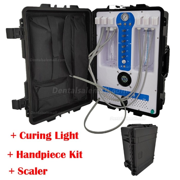 Greeloy® GU-P206S Dental Portable Unit with Air Compressor+ Curing Light Scaler 2/4H