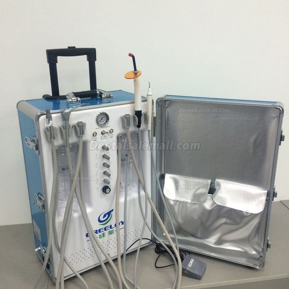Greeloy® GU-P206S Portable Dental Unit with Air Compressor + Curing Light + Scaler 2/4H
