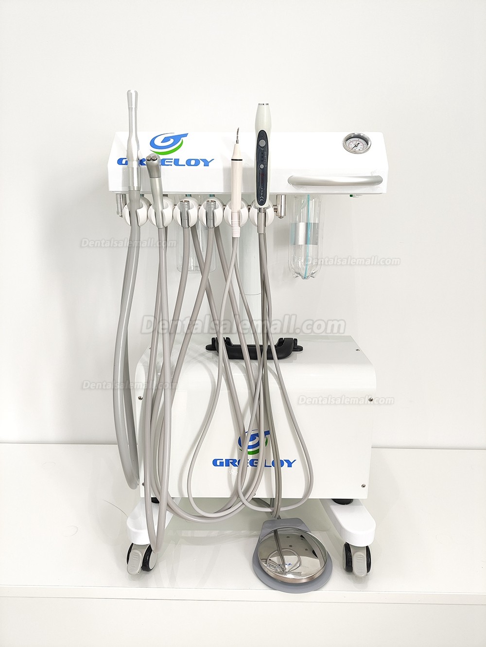 thumbnail interactive-video image 1 of SANDENT Portable Dental Delivery Unit – Built-In Compressor, 3-Way Syringe, Scaler & Curing Light 1 of 6