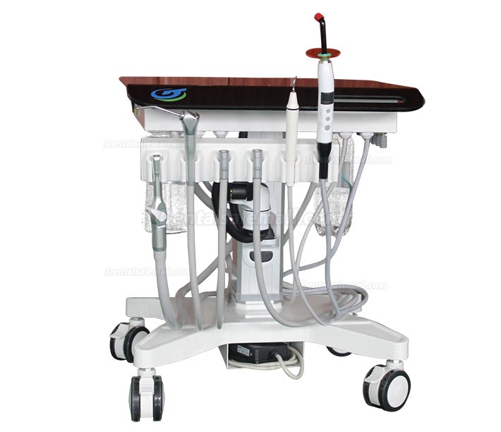 Greeloy GU-P302S Mobile Dental Adjusted Treatment Cart Unit + Ultrasonic Scaler + Air Comprssor GA-P300