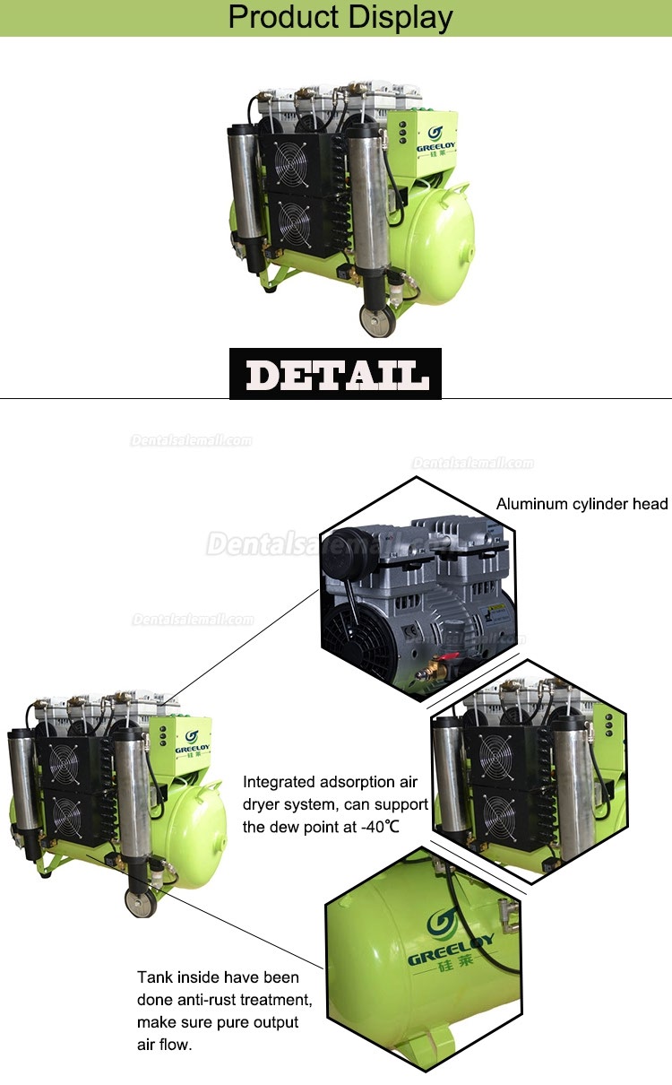 Greeloy® GA-83Y Dental Oilless Air Compressor Oil Free with Drier