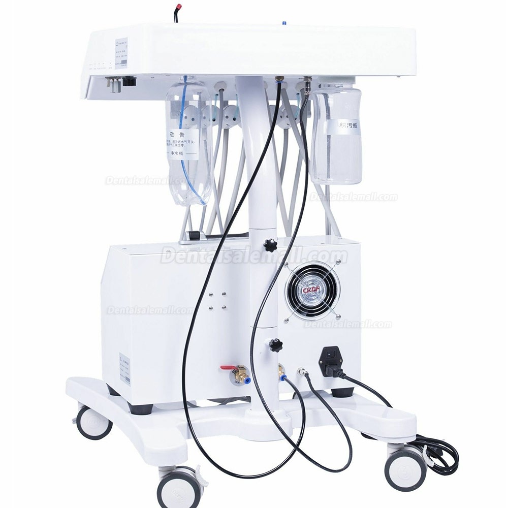 Greeloy Mobile Dental Cart Unit GU-P302 with Air Compressor GU-P300+ Curing Light+ Scaler Handpiece