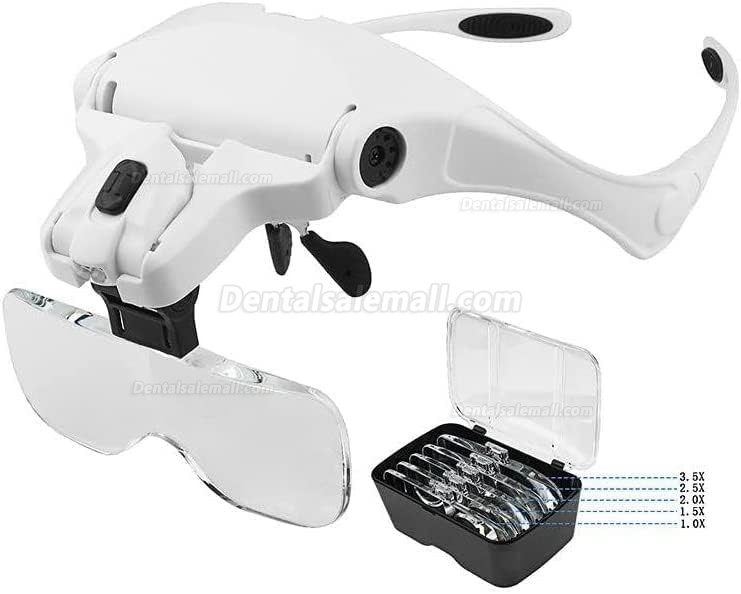 5 Lens Dentist Loupes Headlight Dental Binocular Glass Magnifier with Led Head Light