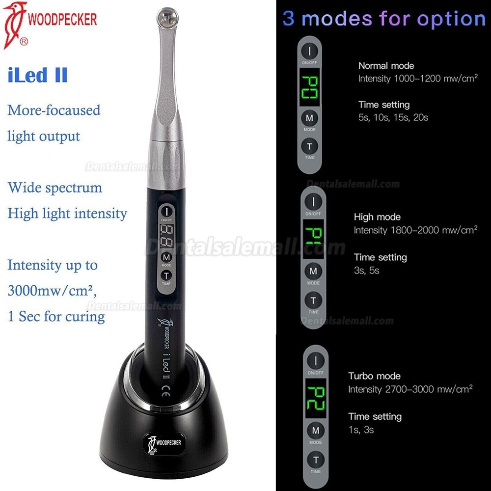 Woodpecker iLED II Dental LED Curing Light Lamp 1 Sec Curing Metal Head 3000mW/cm²