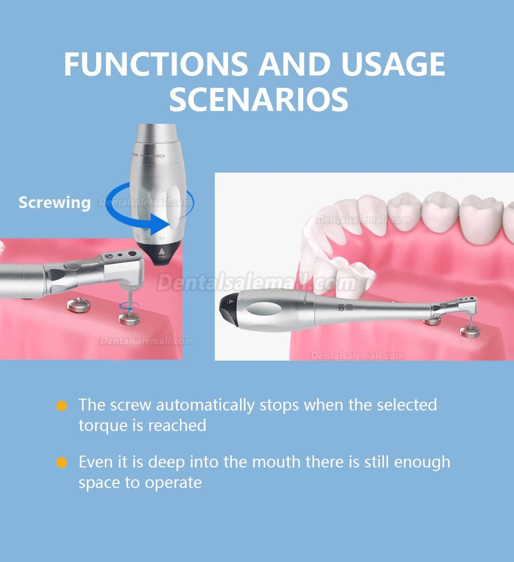 Dental Implant Torque Wrench Handpiece Ratchet Implant Latch Head Handpiece 12Pcs Screwdrivers