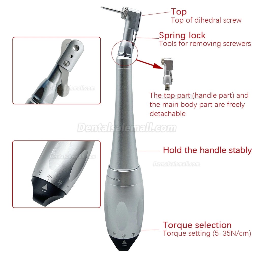 Dental Implant Torque Wrench Handpiece Ratchet Implant Latch Head Handpiece 12Pcs Screwdrivers