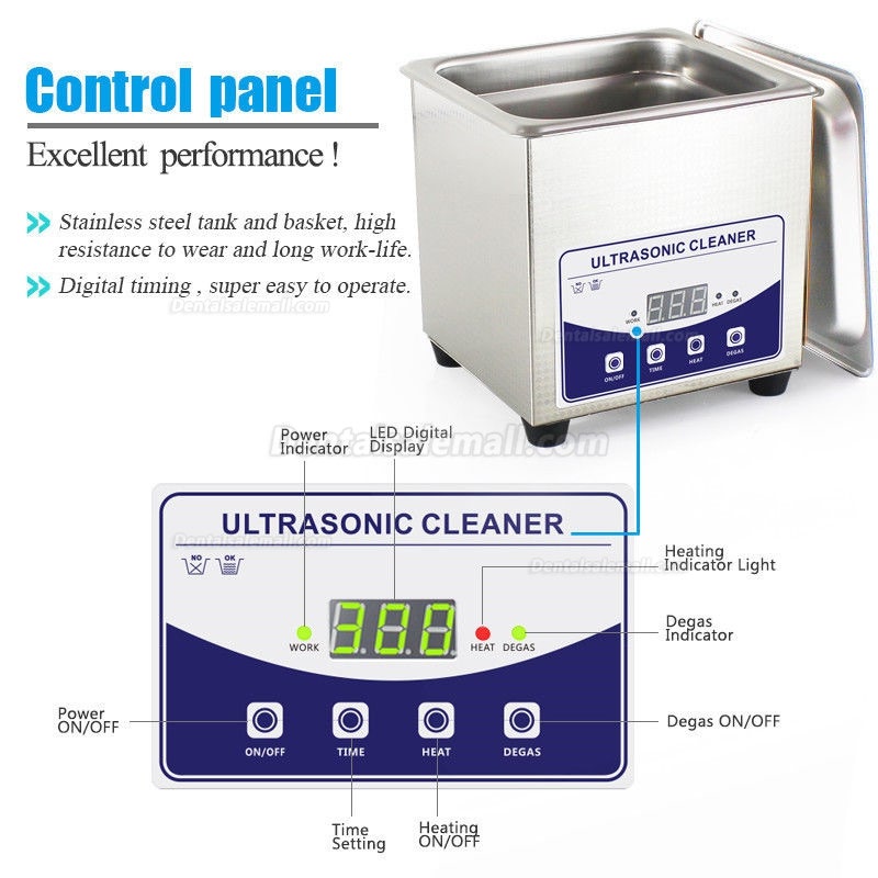 1.3L Liter Industry Heated Ultrasonic Cleaner Machine Heater Timer Stainless Steel