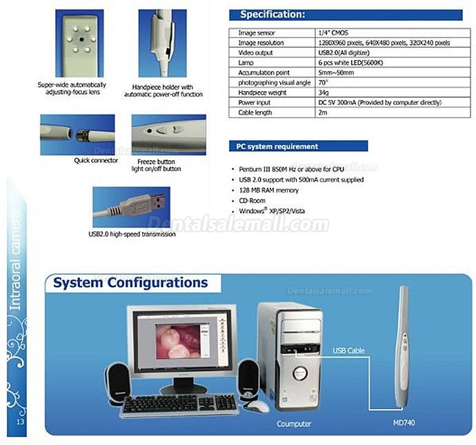 Best CAM Dental 4 Mega Pixel Intraoral Camera SONY CCD Image USB Connection Best CAM Dental 4 Mega Pixel Intraoral Camera SONY CCD Image USB Connection