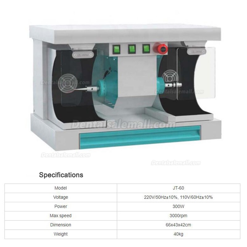 JT-60 Dental Laboratory Buffer Polisher Grinder Machine with Suction and Cooling System