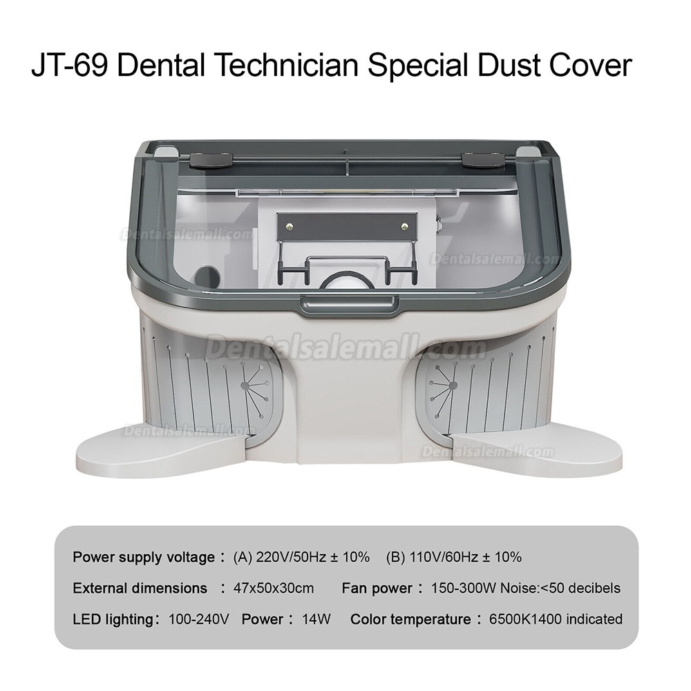 JT-69 Dental Dust Box Sandblasting Dust Cover Collector Built-in Vacuum Cleaner with LED Light