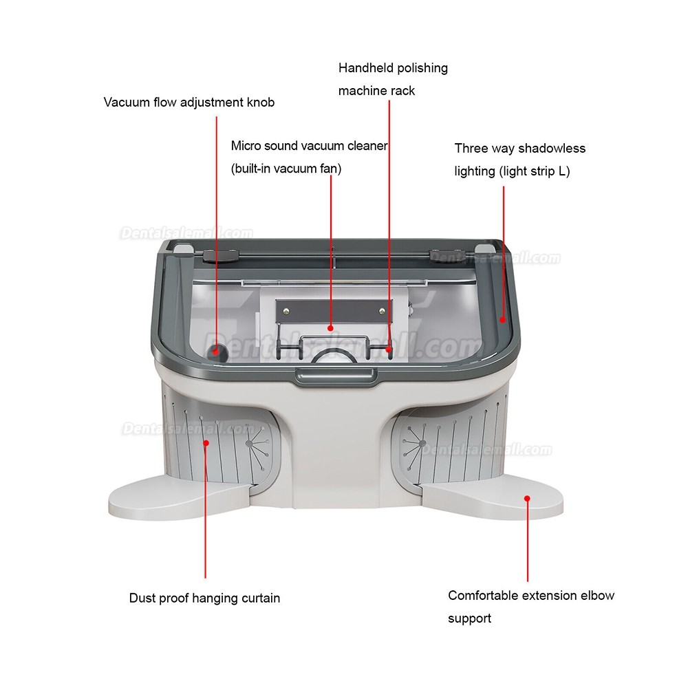 JT-69 Dental Dust Box Sandblasting Dust Cover Collector Built-in Vacuum Cleaner with LED Light