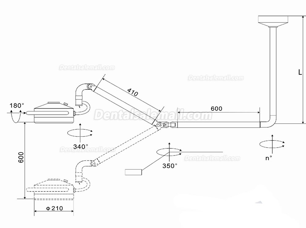 KWS 36W Ceiling mounted Dental LED Light Oral Operatory Lamp Shadowless Exam Surgical Light KD-2012D-3C