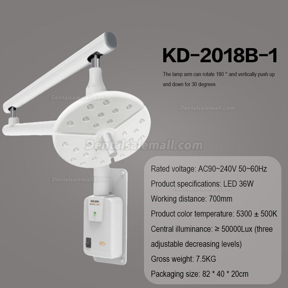 KWS KD-2018L-1 Wall-Mounted Dental Surgical LED Shadowless Operating Exam Light Touch Switch