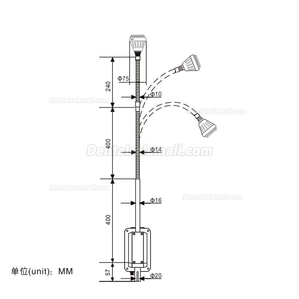 35W Mobile Halogen LED Oral Exam Lamp Medical Examination Light KD-2035W-1