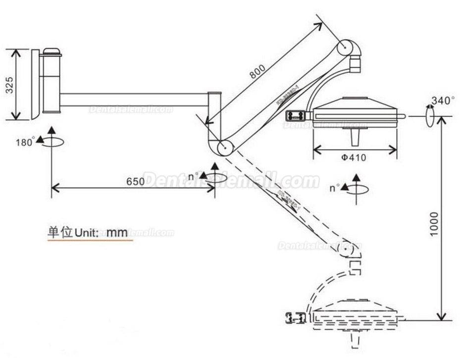 KWS KD-2036D-1 108W Wall-mounted Dental LED Lamp Shadowless Surgical Medical Exam Light