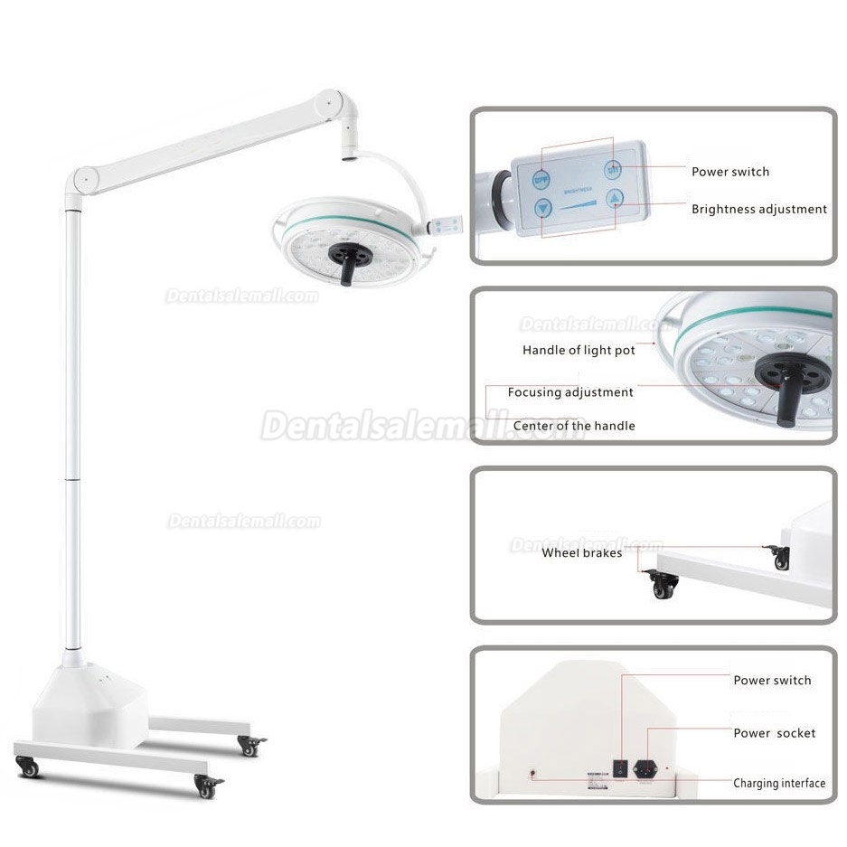 KWS KD-2036D-3 108W Mobile Stand LED Surgical Light Shadowless Exam Lamp Operatory Light