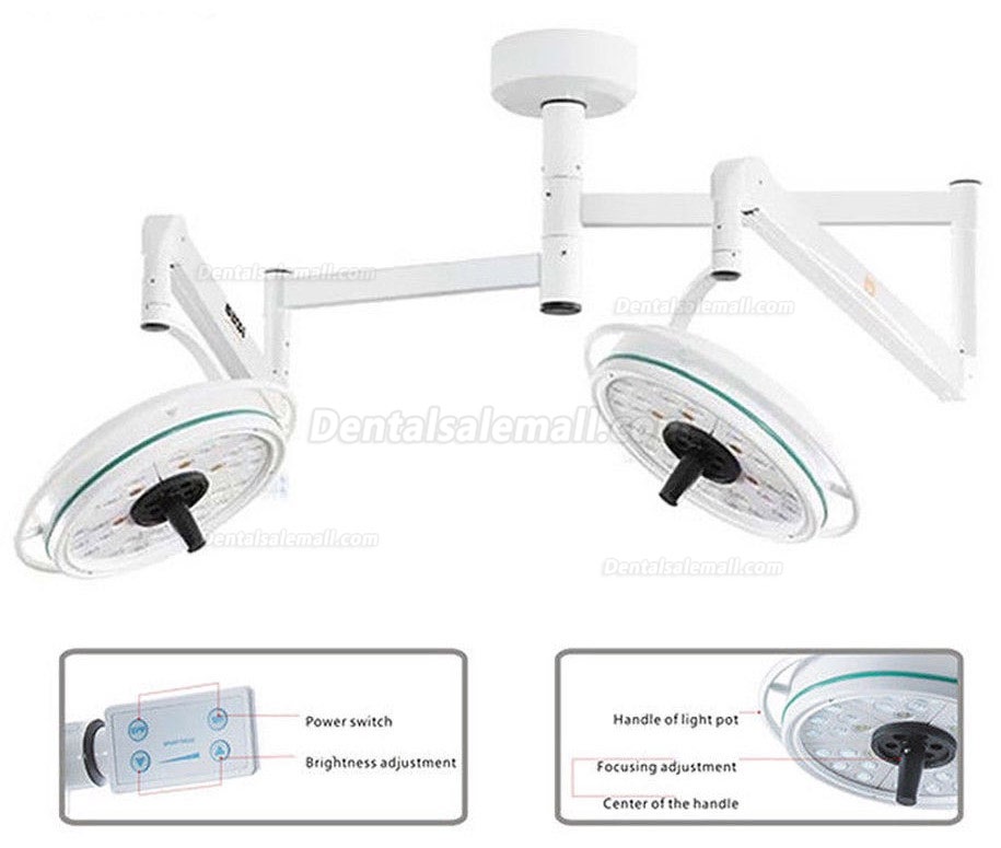 KWS KD-2072B-2 216W Two Headed Ceiling LED Surgical Exam Light Shadowless Lamp