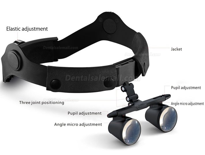 KWS FD-501G-2 2.5X/3.5X Head-bend One-way Spiral Dental Binocular Loupes