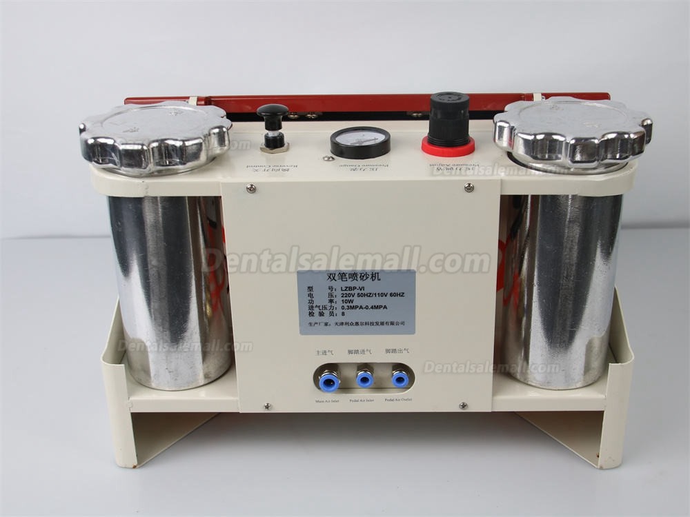 Dental Lab Sandblaster Sandblasting Machine with LED Twin-pen Dentistry Blasting Unit