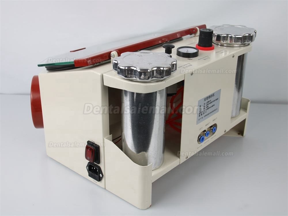 Dental Lab Sandblaster Sandblasting Machine with LED Twin-pen Dentistry Blasting Unit