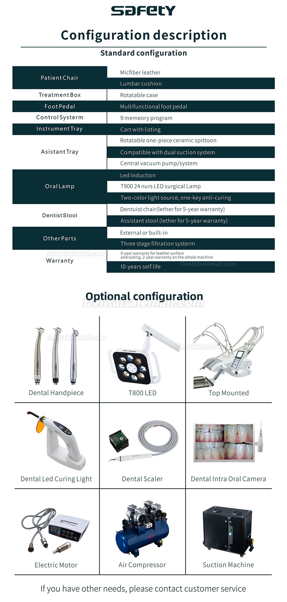 Safety® M8 Dental Implant Surgical Chair Unit Implant Treatment Unit with Waist Support and Stools