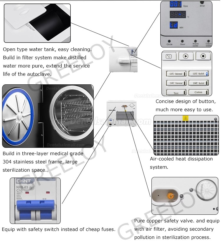 8-23L Dental Autoclave Sterilizer Vacuum Steam With Printer