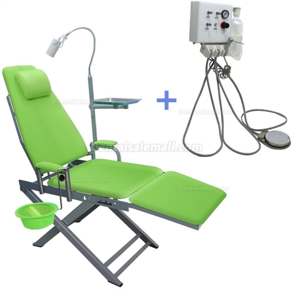 Portable Dental Mobile Chair with LED Lamp Waste Basin + Dental Turbine Unit