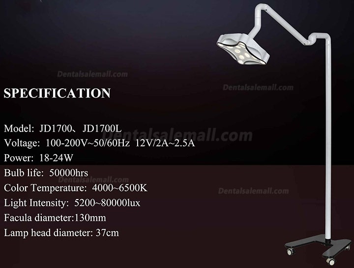Micare JD1700 LED Minor Surgical Lamp Shadowless Light Operation Lamp For Dental Clinic