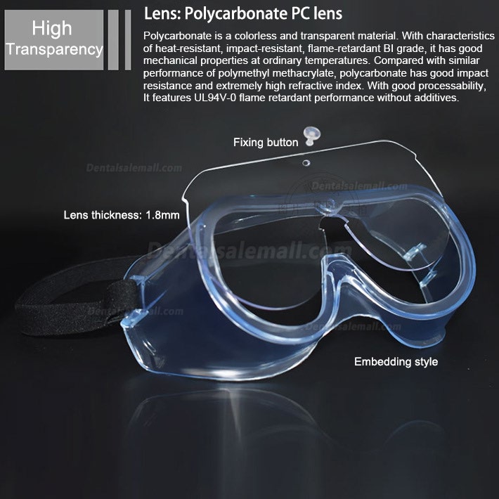 5Pcs Protective Goggles Splash Safety with Clear Anti Fog Lenses Anti-Saliva Dustproof