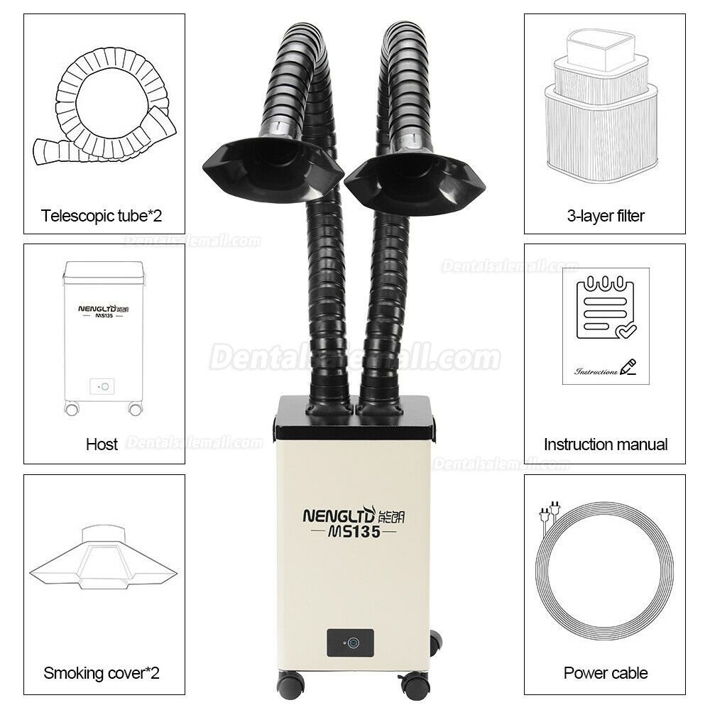 Portable Pure Air Fume Extractor Soldering Welding Smoke Purifier Filter Double Head MS135