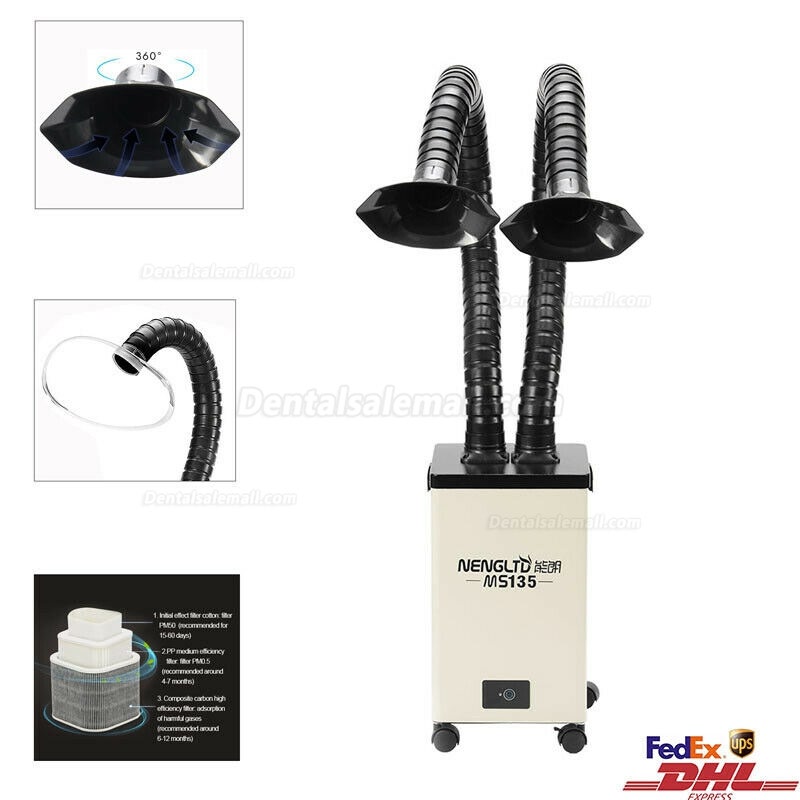 Portable Pure Air Fume Extractor Soldering Welding Smoke Purifier Filter Double Head MS135