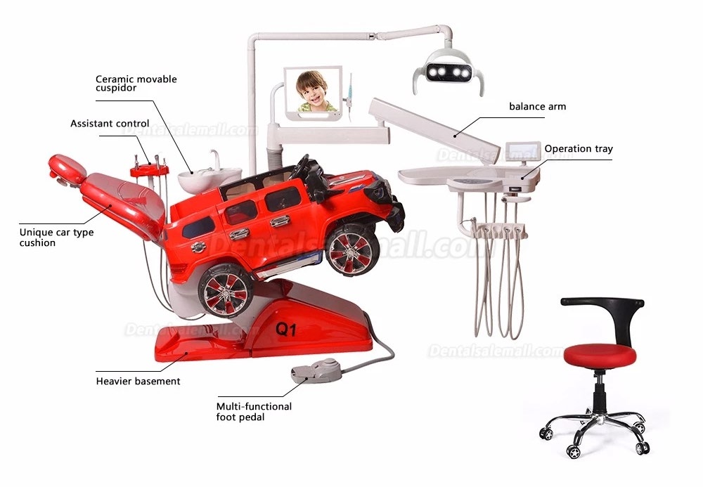 Lovely Car Design Pediatric Dental Chair Dental Chair Unit for Kids CE Approved Q1