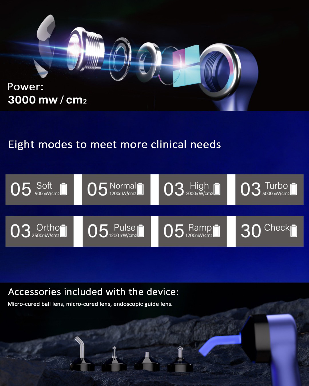 Mecco Q9 Wireless Dental LED Curing Light with Light Meter and Caries Detector