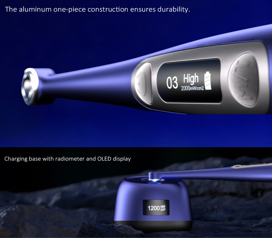 Mecco Q9 Wireless Dental LED Curing Light with Light Meter and Caries Detector