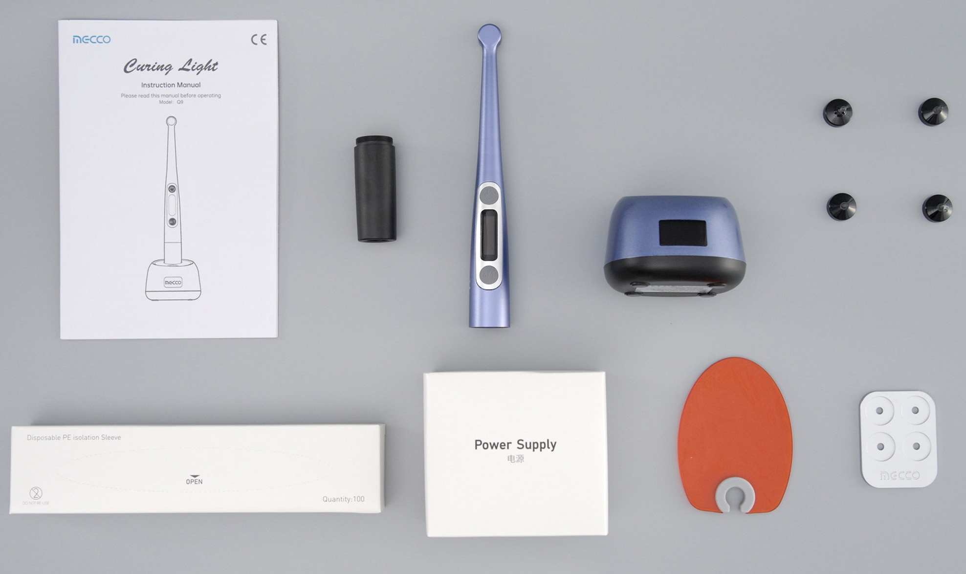 Mecco Q9 Wireless Dental LED Curing Light with Light Meter and Caries Detector